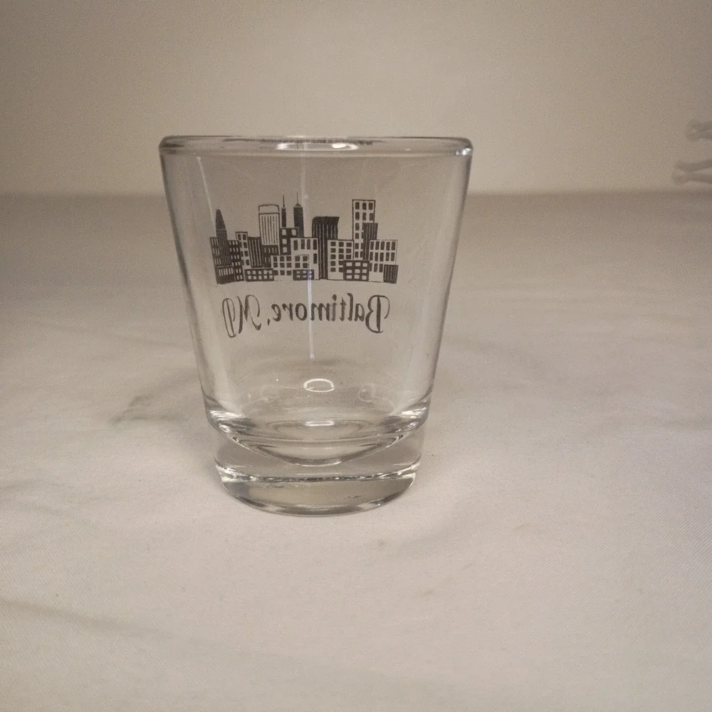 Baltimore MD Shot Glass Clear Skyline Souvenir Made in USA